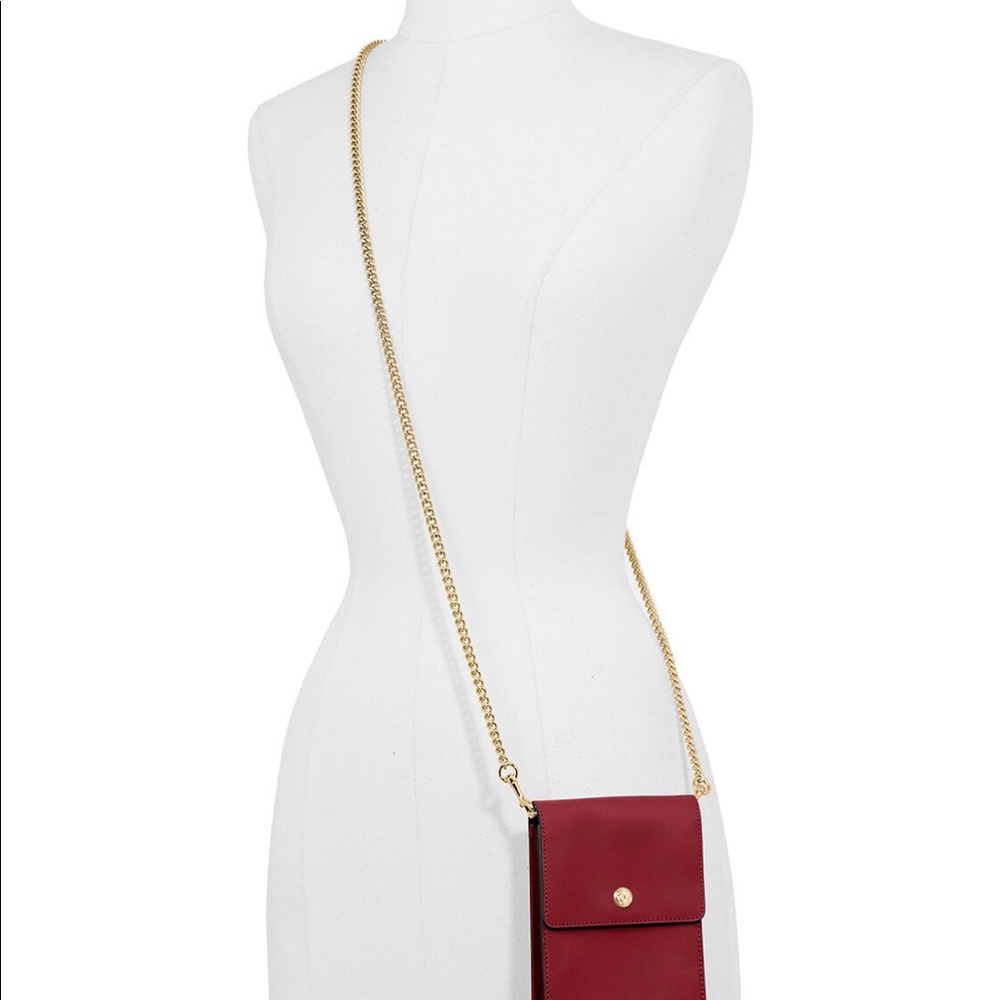 Coach Leather Phone crossbody chain maroon*NWT
